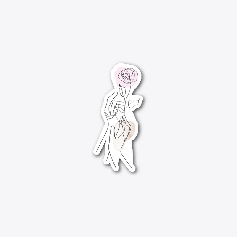 One line art flower with hand design