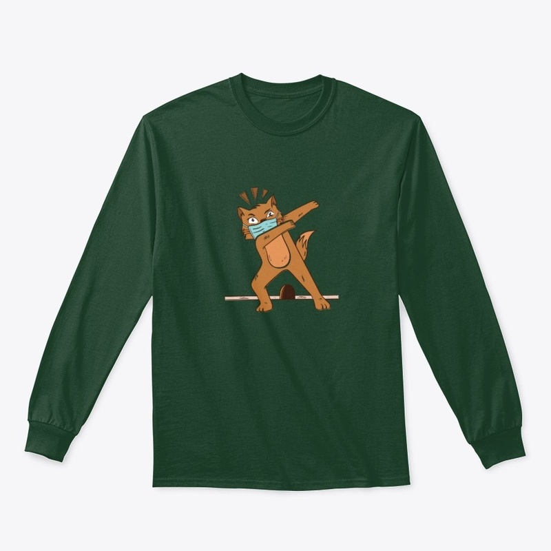 Pet cat in covid-19 mask funny cartoon