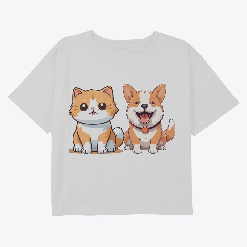 Cute Cartoon Cat and Dog