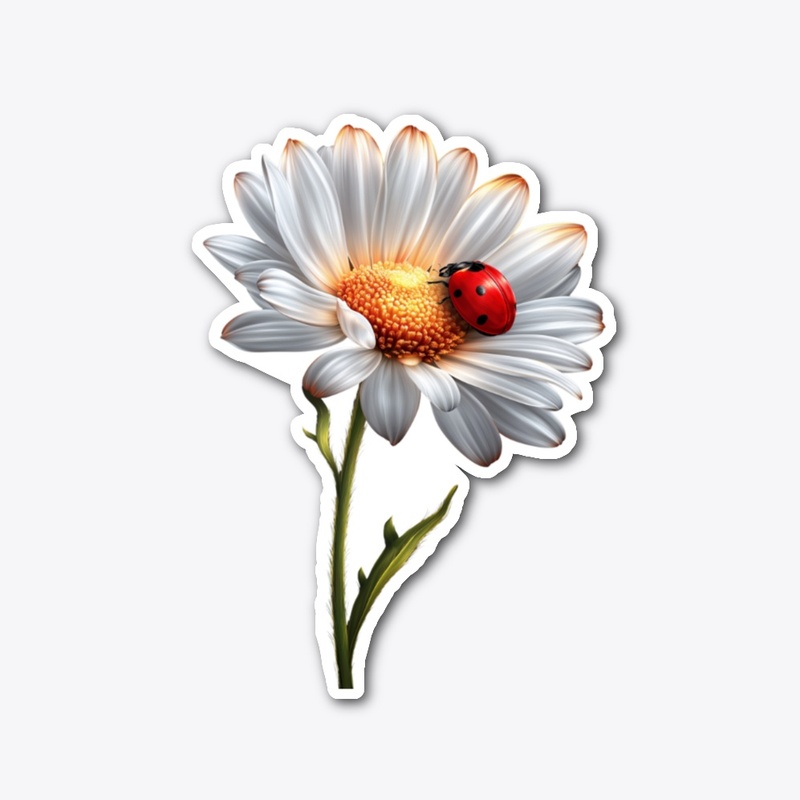 White Daisy & Ladybug