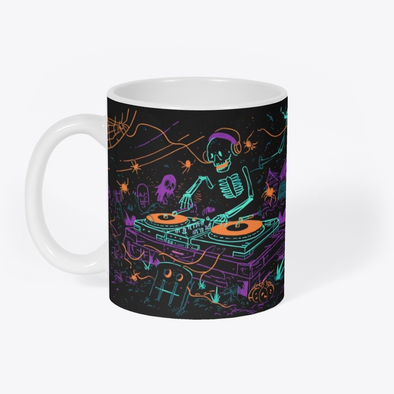 Skeleton DJ Halloween Party Art