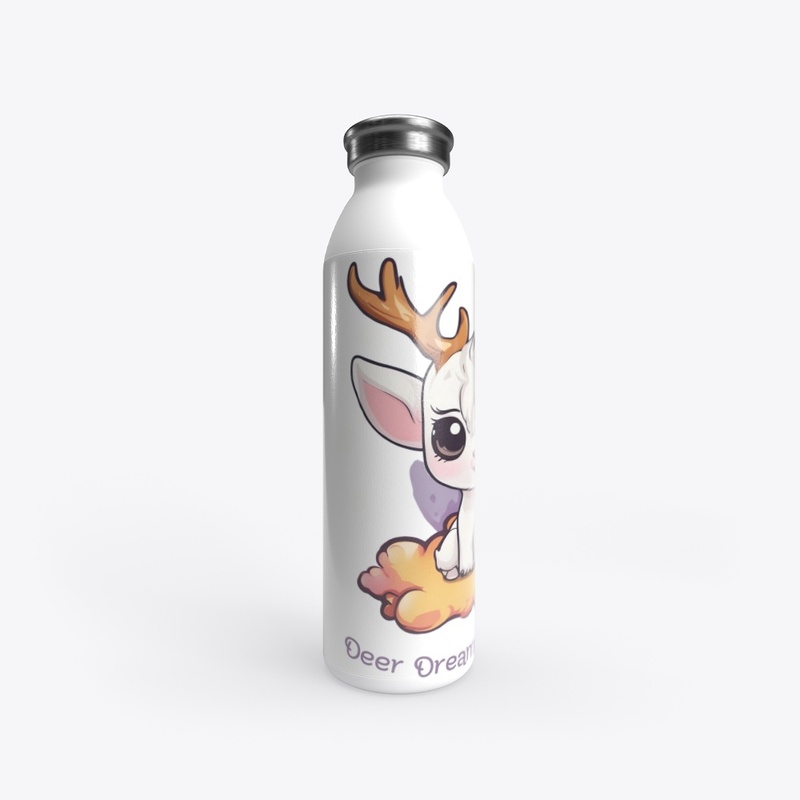 Cute White Deer with Antlers on a Cloud