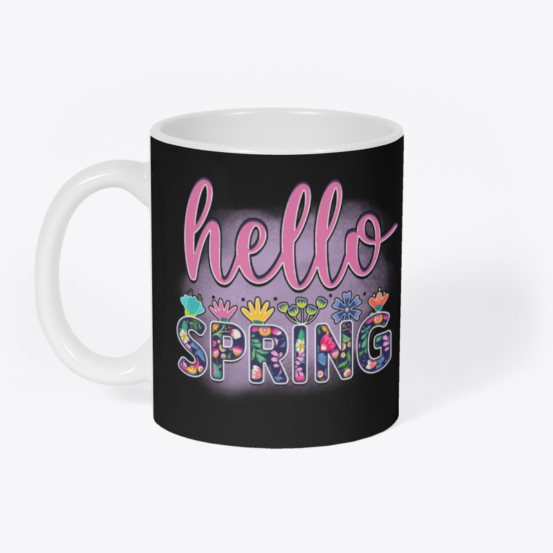 Hello Spring Floral Text
