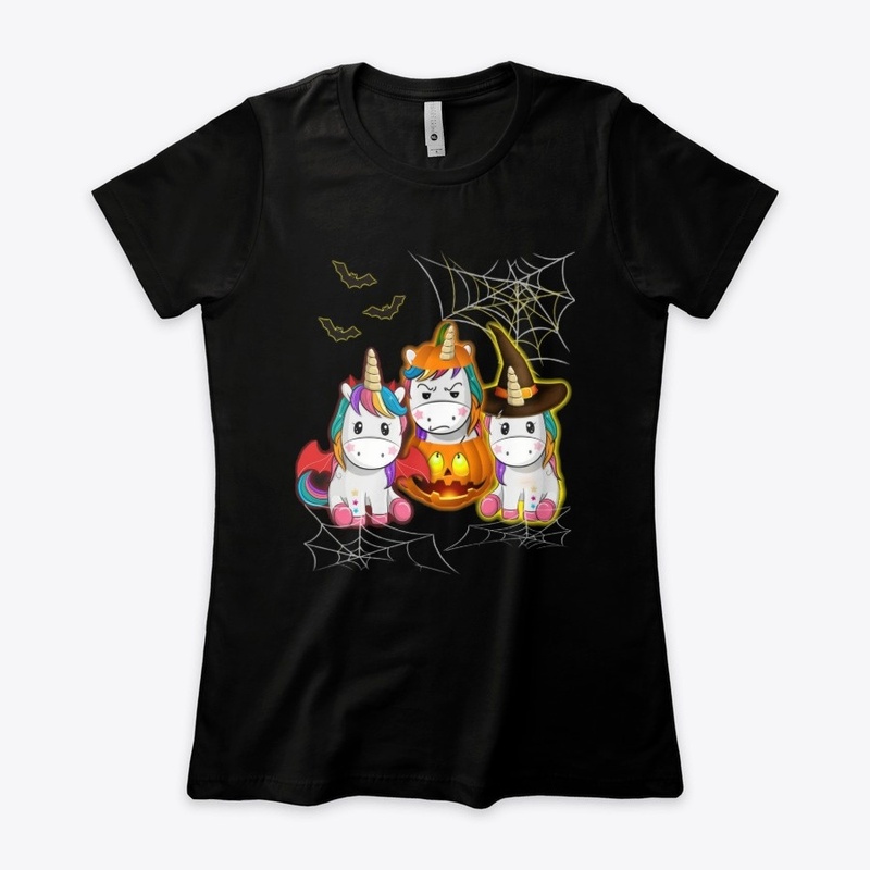 Halloween Unicorn Witches With Pumpkins 