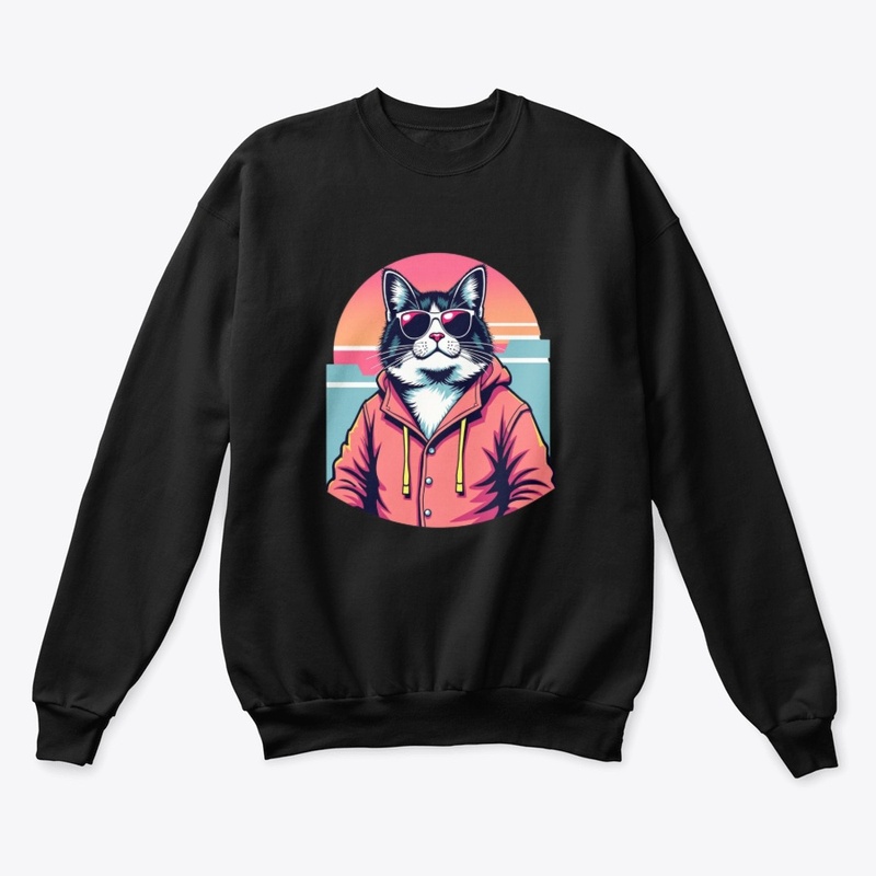 Cool Cat in Sunglasses and Hoodie-Retro