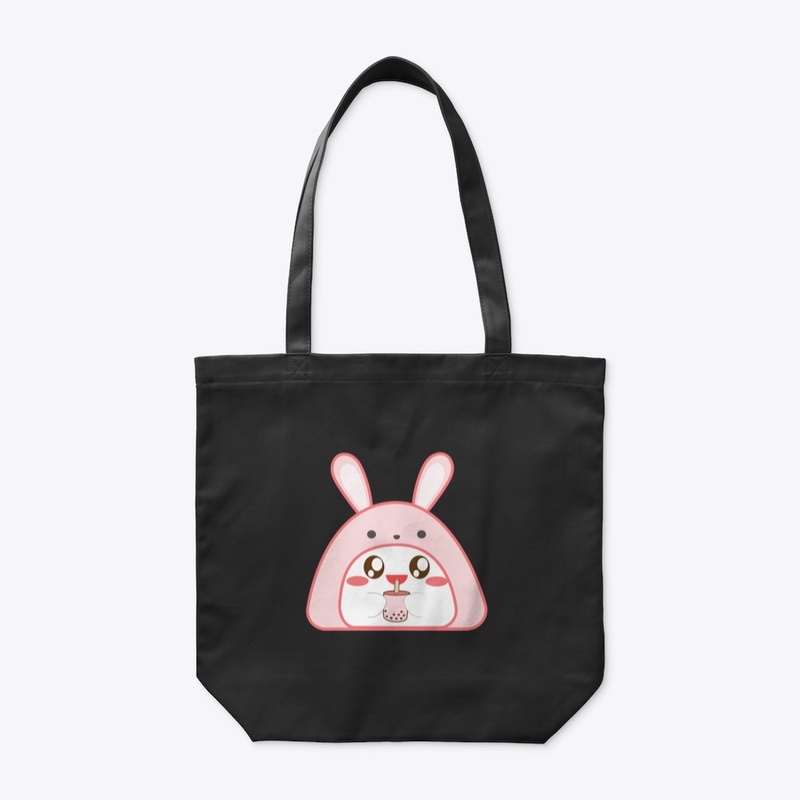 Dango in rabbit suit drinking boba tea