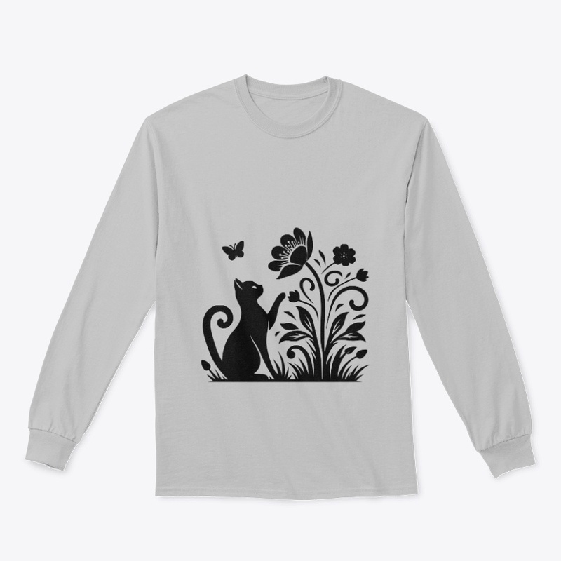 Cat & flower silhouette, Cat Lover Tee 