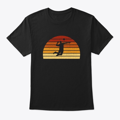 Vintage Sunset Volleyball Gift For Volle Black T-Shirt Front