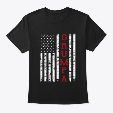 Proud Papa American Flag Father's Day Gi Black T-Shirt Front