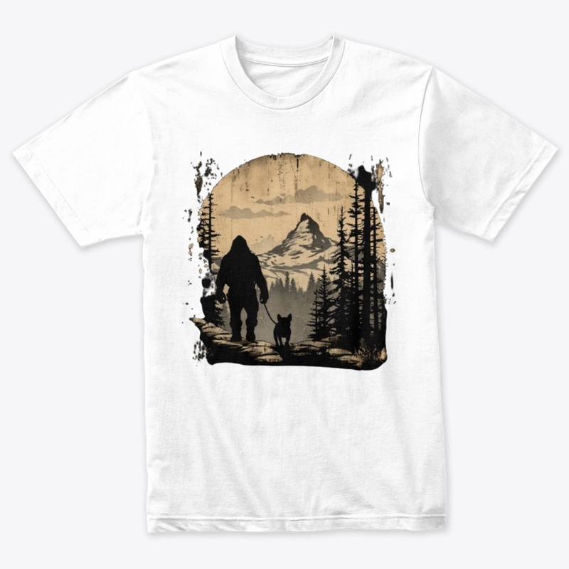 Sasquatch and French Bulldog Hiking