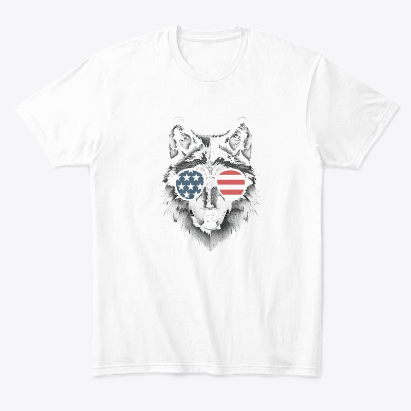 Wolf Art with American Flag Sunglasses