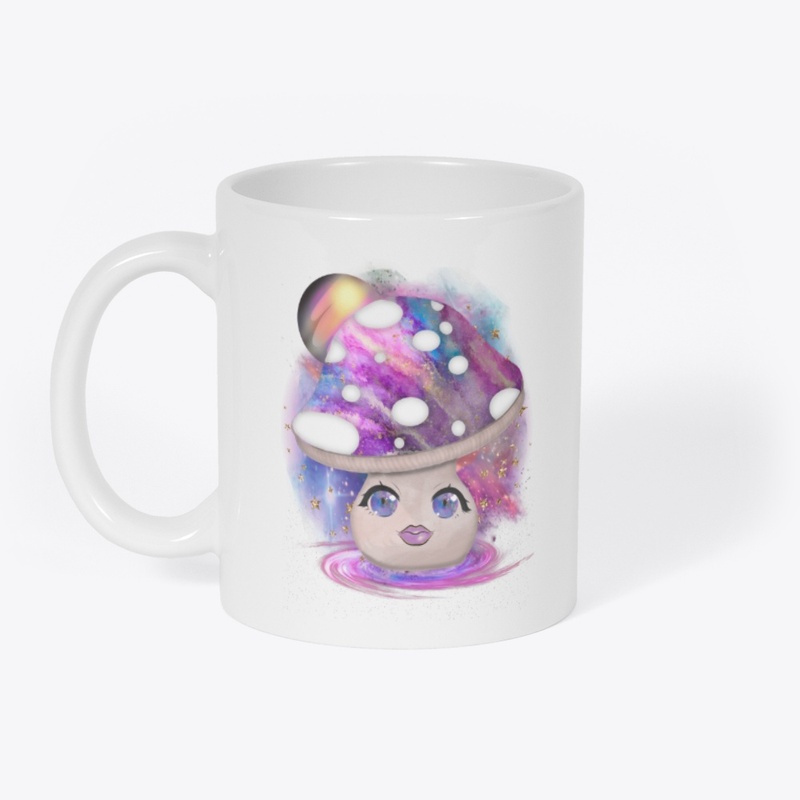 Cosmic mushroom. Funny space girl