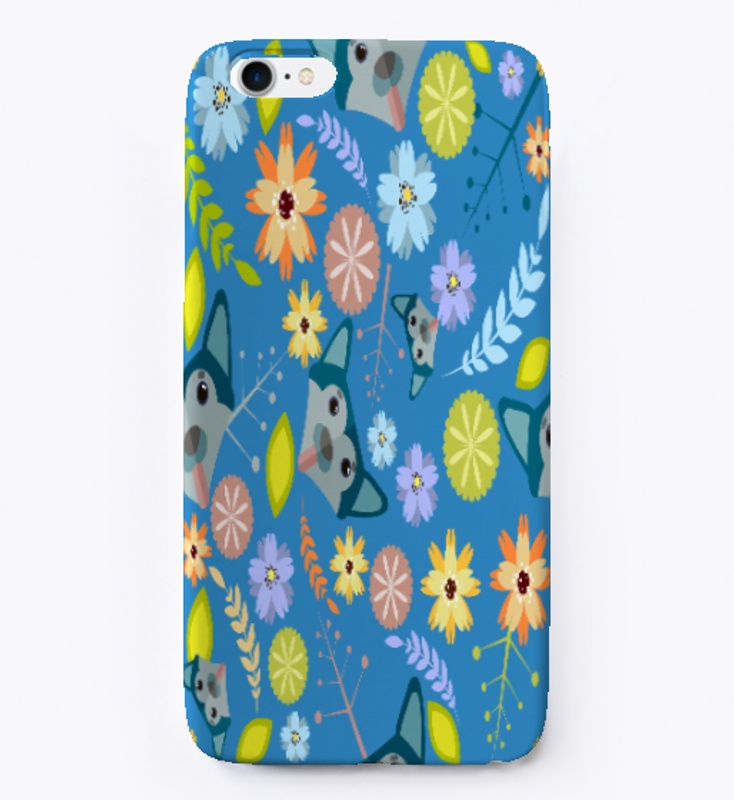 Floral Dog Pattern iPhone Case