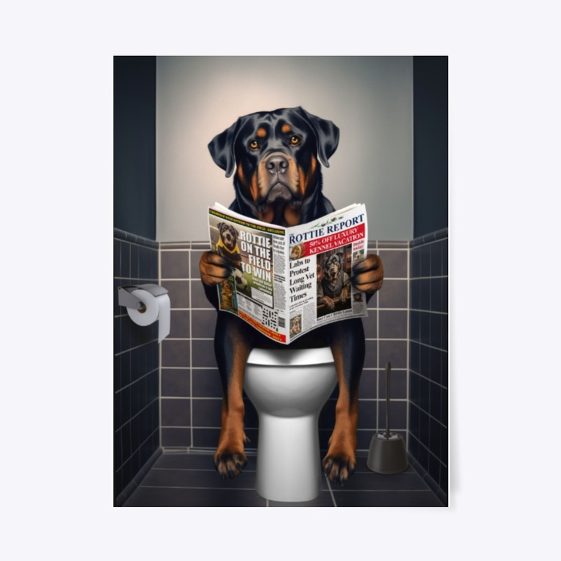Rottweiler in Bathroom