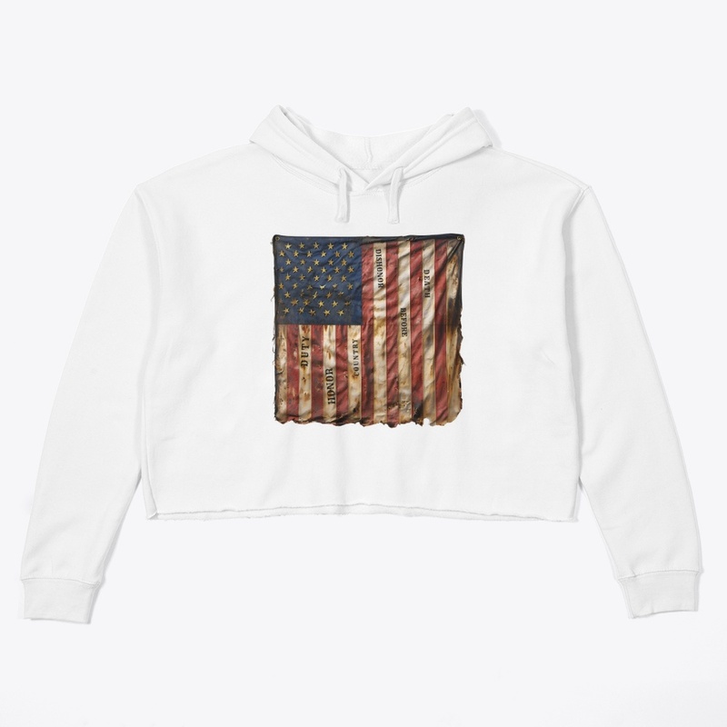 Duty Honor Country Flag - Women's Crop Hoodie
