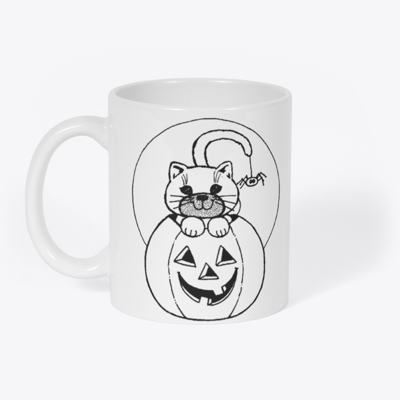 "Halloween Cat & Pumpkin Coloring Fun"