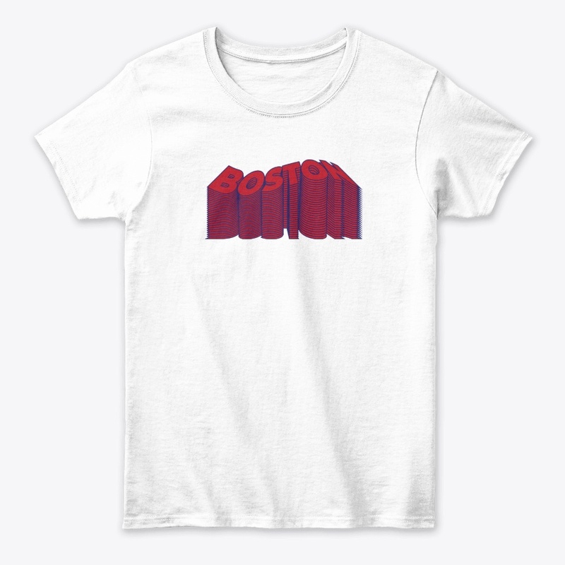 Boston Text Warp - Red/Navy