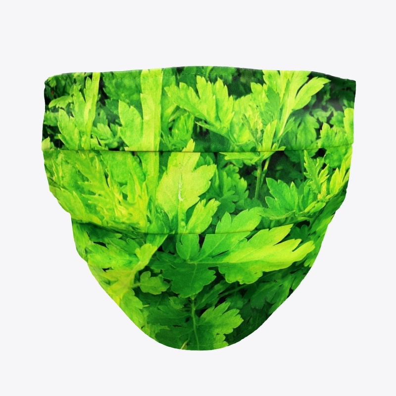 Green leaf printed mask