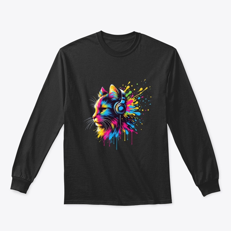 Color Vibe Cat with Headphones