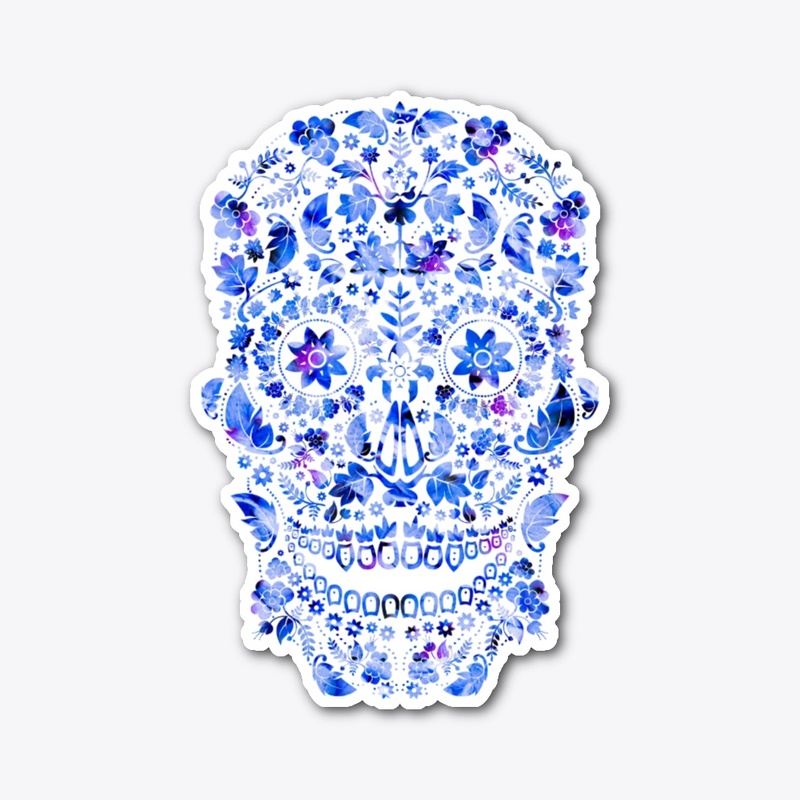 Blue Flower Skull