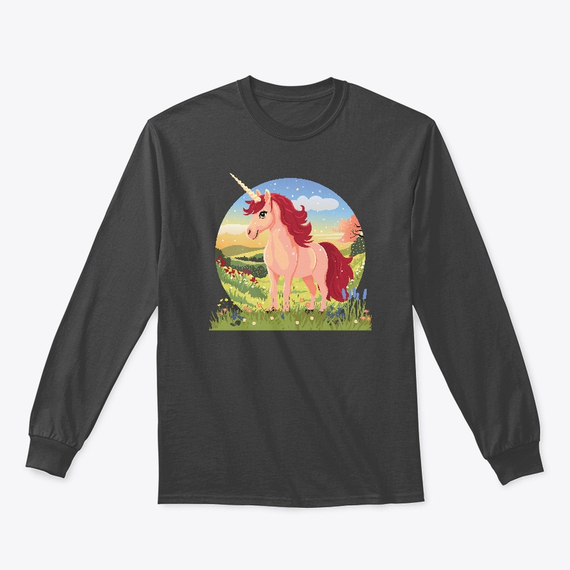 cute unicorn in a spring landscape