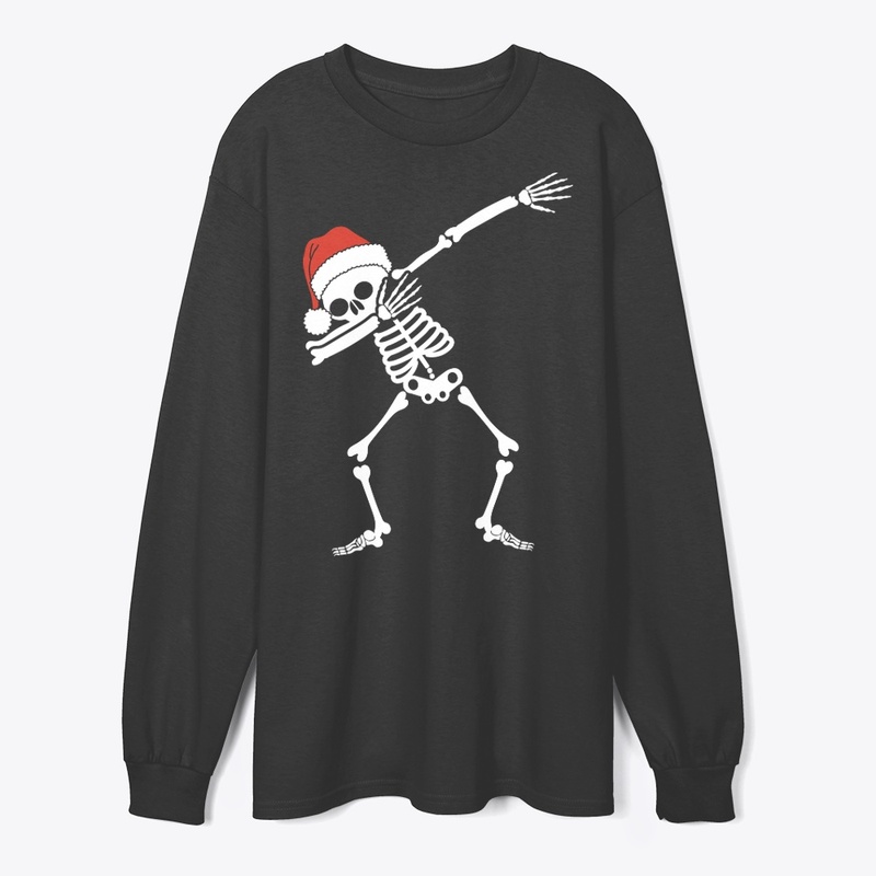 Dabbing Skeleton With Santa Hat