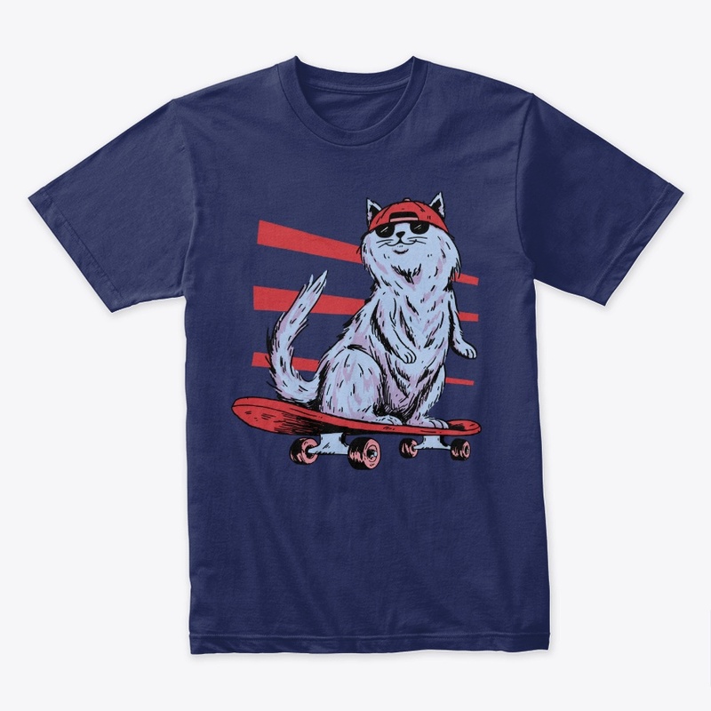 Cool Skater Cat in Shades, Retro Style