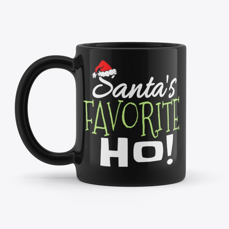 Santa's Favorite HO! Black Mug