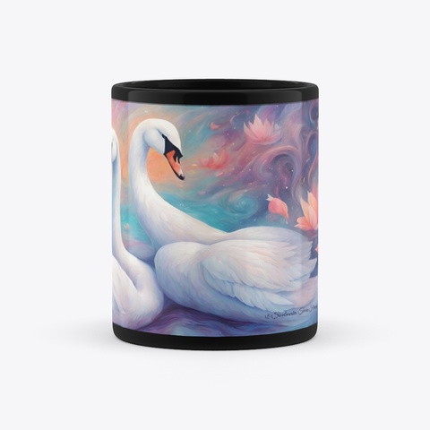 Soulmates Twin Flames Swans Black T-Shirt Right
