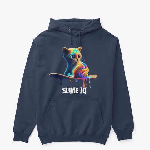 Slime Iq   Skateboard, Cat Navy Kaos Front