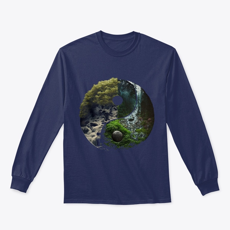 landscape forest waterfall yin yang
