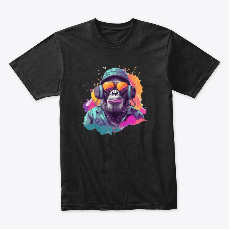 party monkey with headphones