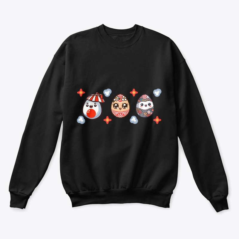 kawaii egg trio folk pattern