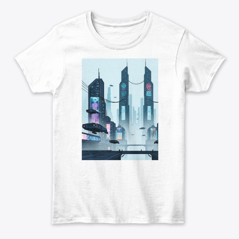 Futuristic cyberpunk city skyline