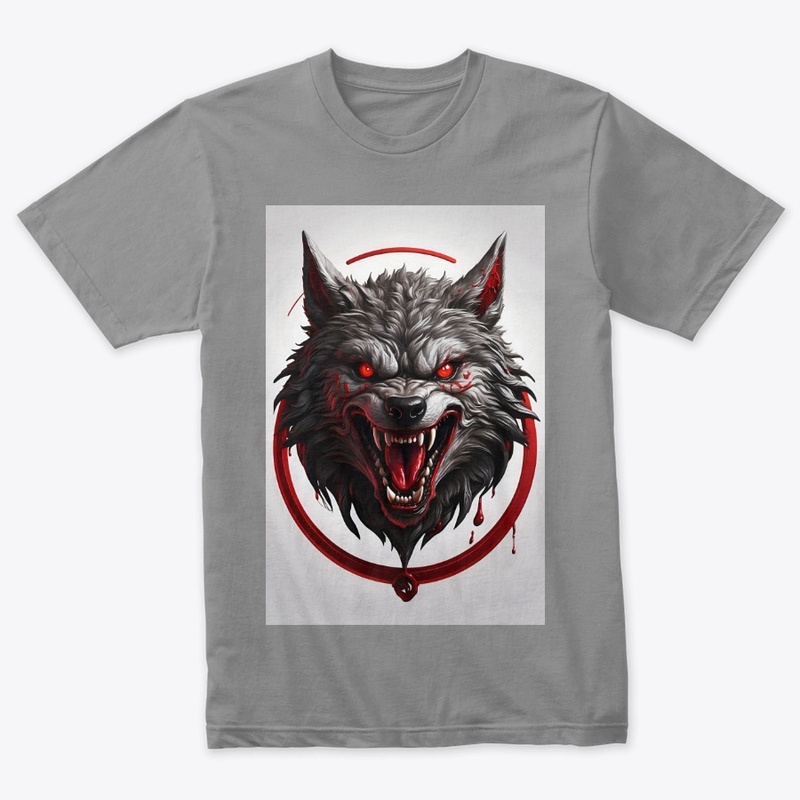 The head of an evil wolf with red eyes
