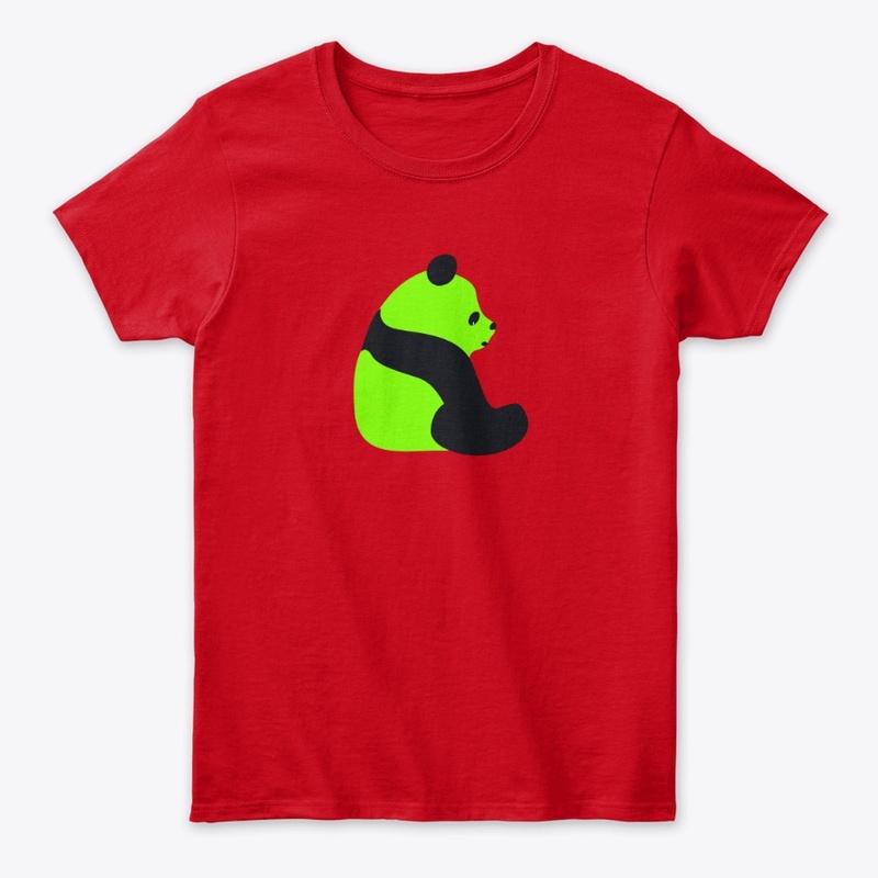 Neon Green Sitting Panda  Black Features