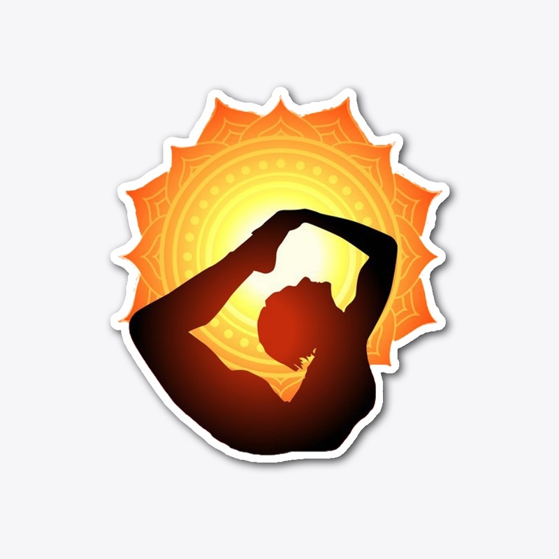 Yoga Poses with sunrise mandala design