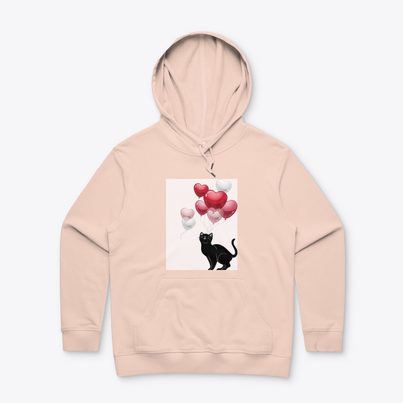 lovely cat playing with red balloons