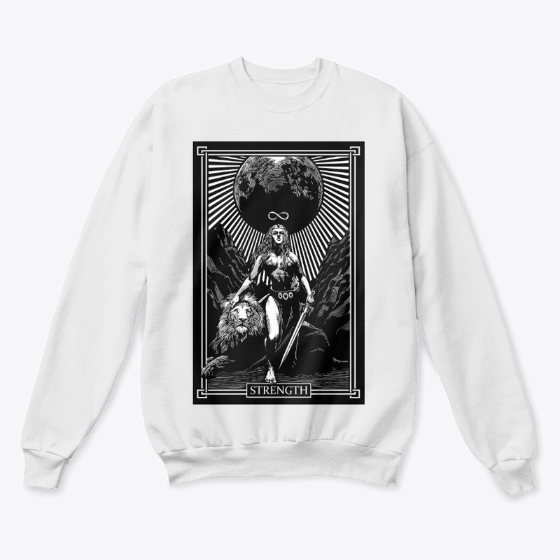 STRENGTH TAROT BLACK ON WHITE DESIGN