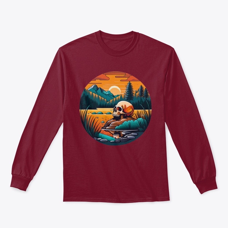 vintage landscape with skull