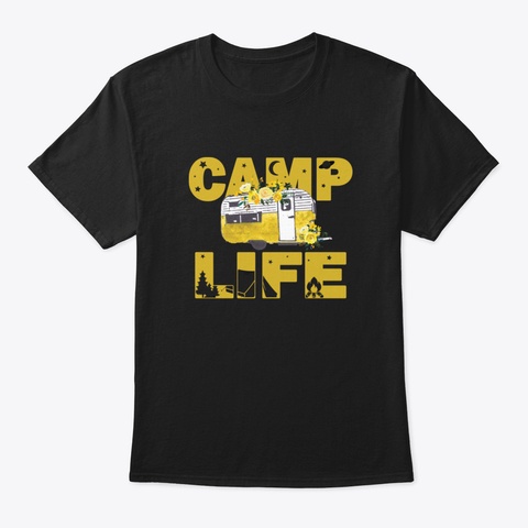 Camping Lovers Black T-Shirt Front
