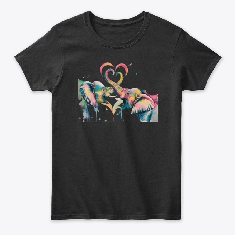 Two Elephants and Hearts T-Shirt