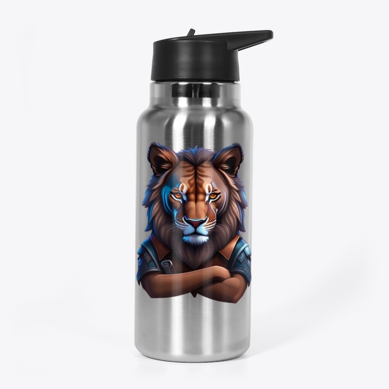Strong Lion with His Arms Crossed