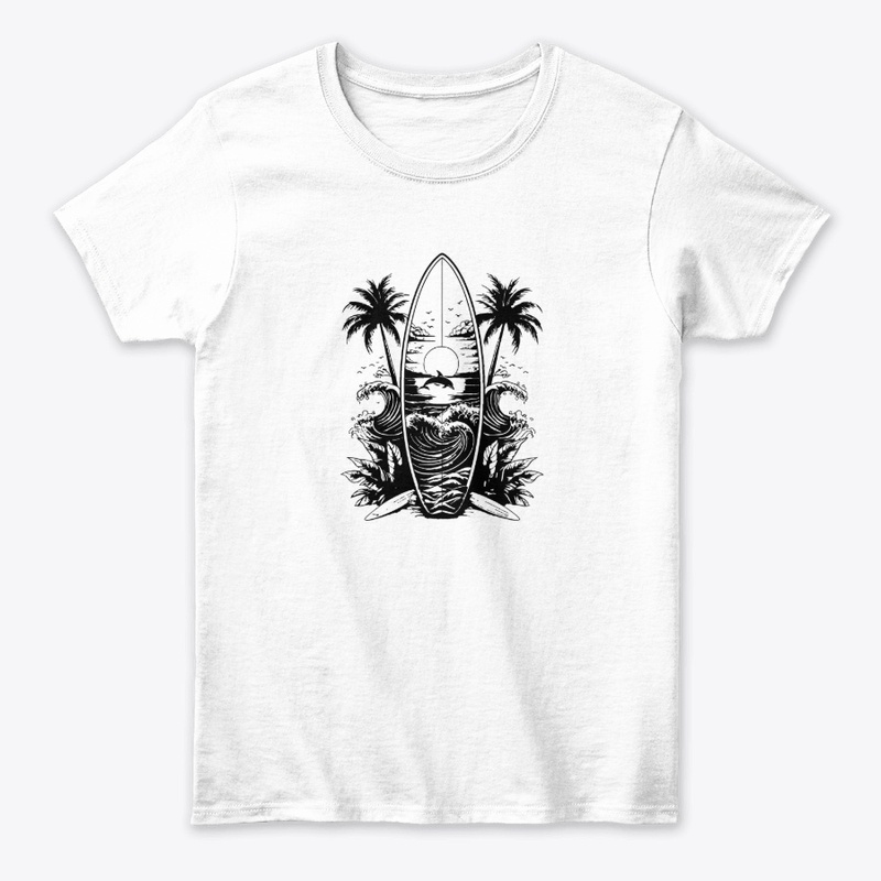 Black and White Surfboard t-shirt design