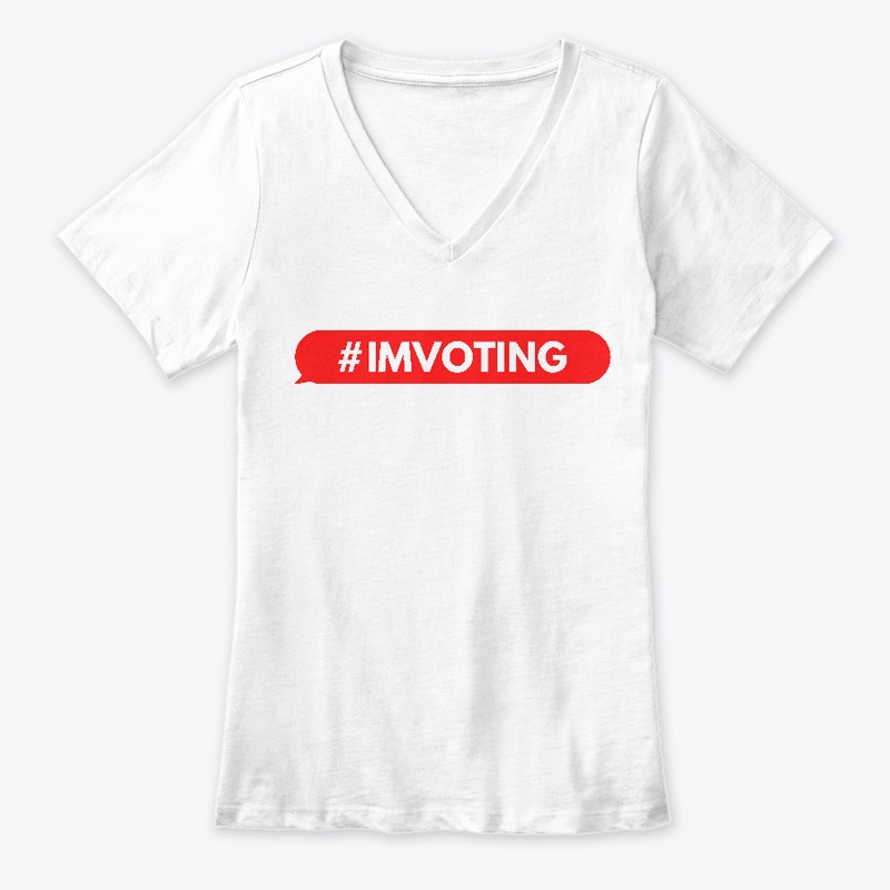 #IMVOTING, red bubble, white text