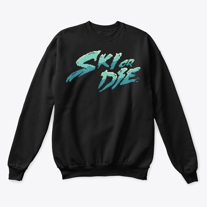 Ice Sunset Ski or die Pixel art Logo