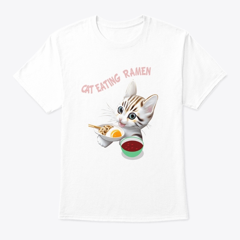 Cute baby cat eating ramen