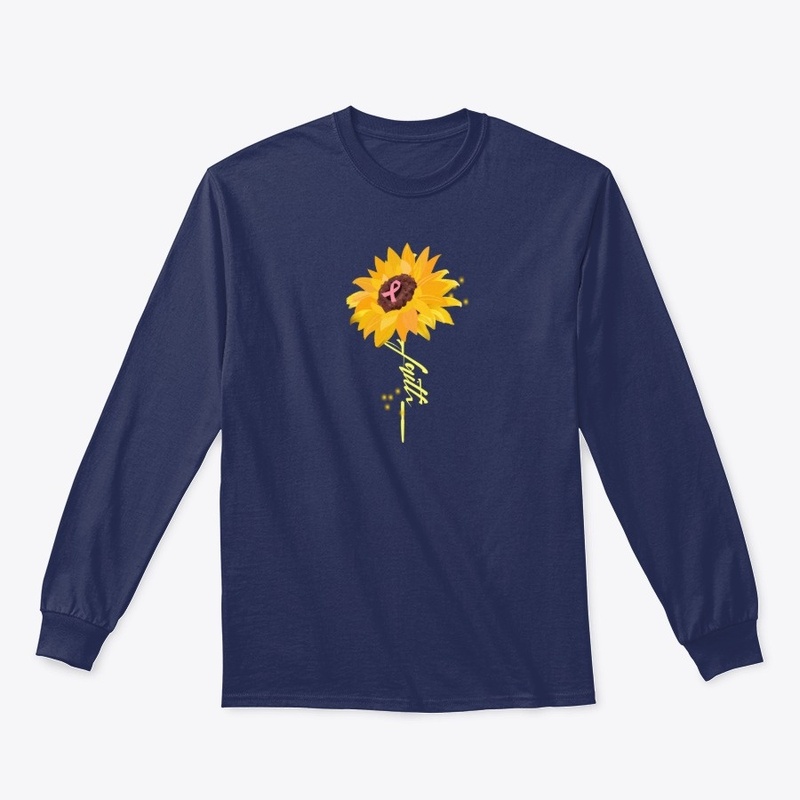 Sunflower Faith Cross With Pink Ribbon
