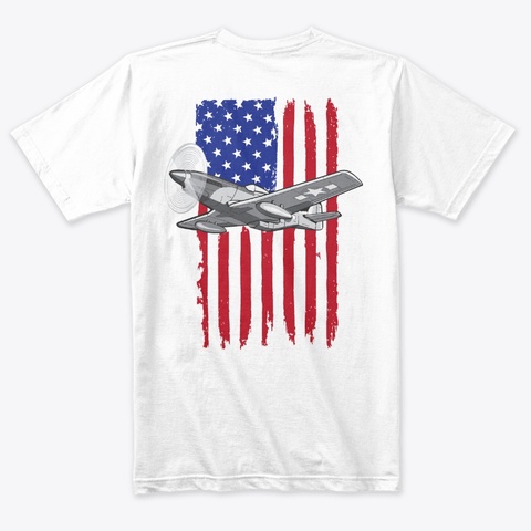 P 51 Mustang Heather White T-Shirt Back