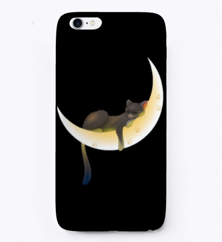 Black Cat Sleeping on a Crescent moon